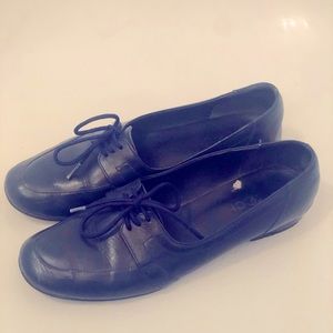 Chanel Navy Blue Leather Loafers